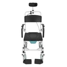 [MOB1082WHT] RECLINING SHOWER COMMODE TRANSPORT CHAIR